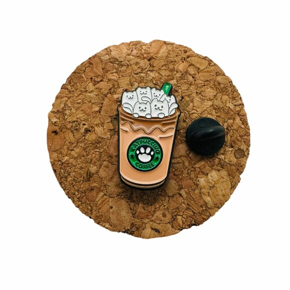 ✨Metal Enamel Cafe Many Kawaii Kittens I Love Cats Brooch Pin Coffe Catpuccino✨ - Picture 2 of 5